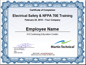 Training certificate CEUs